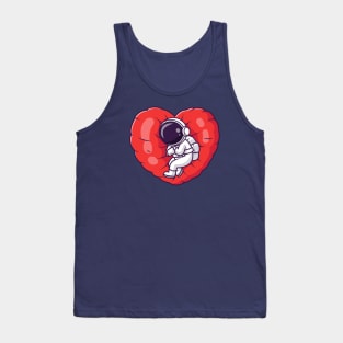 Cute Astronaut Sleeping On Love Heart Pillow Cartoon Tank Top